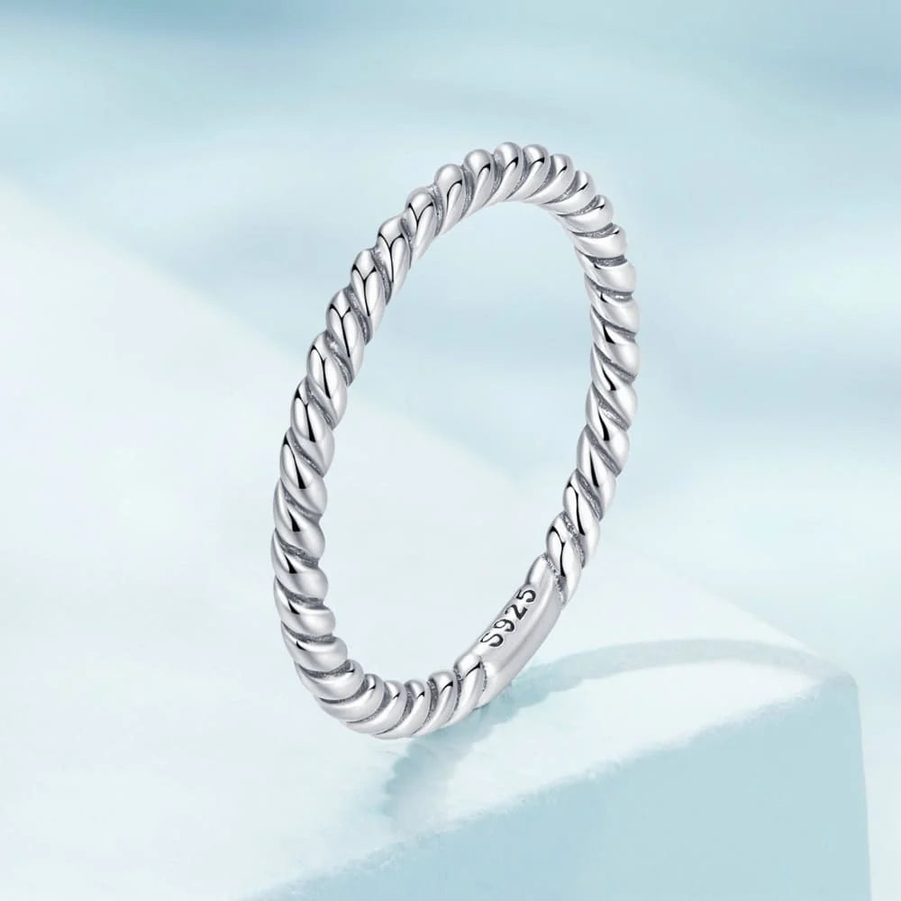Solid 925 Sterling Silver Twisted Tight Rope Ring