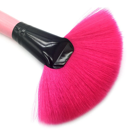 Flat Fan Brush Professional Fiber Makeup Brush Define Bronzer Illuminator - Pink