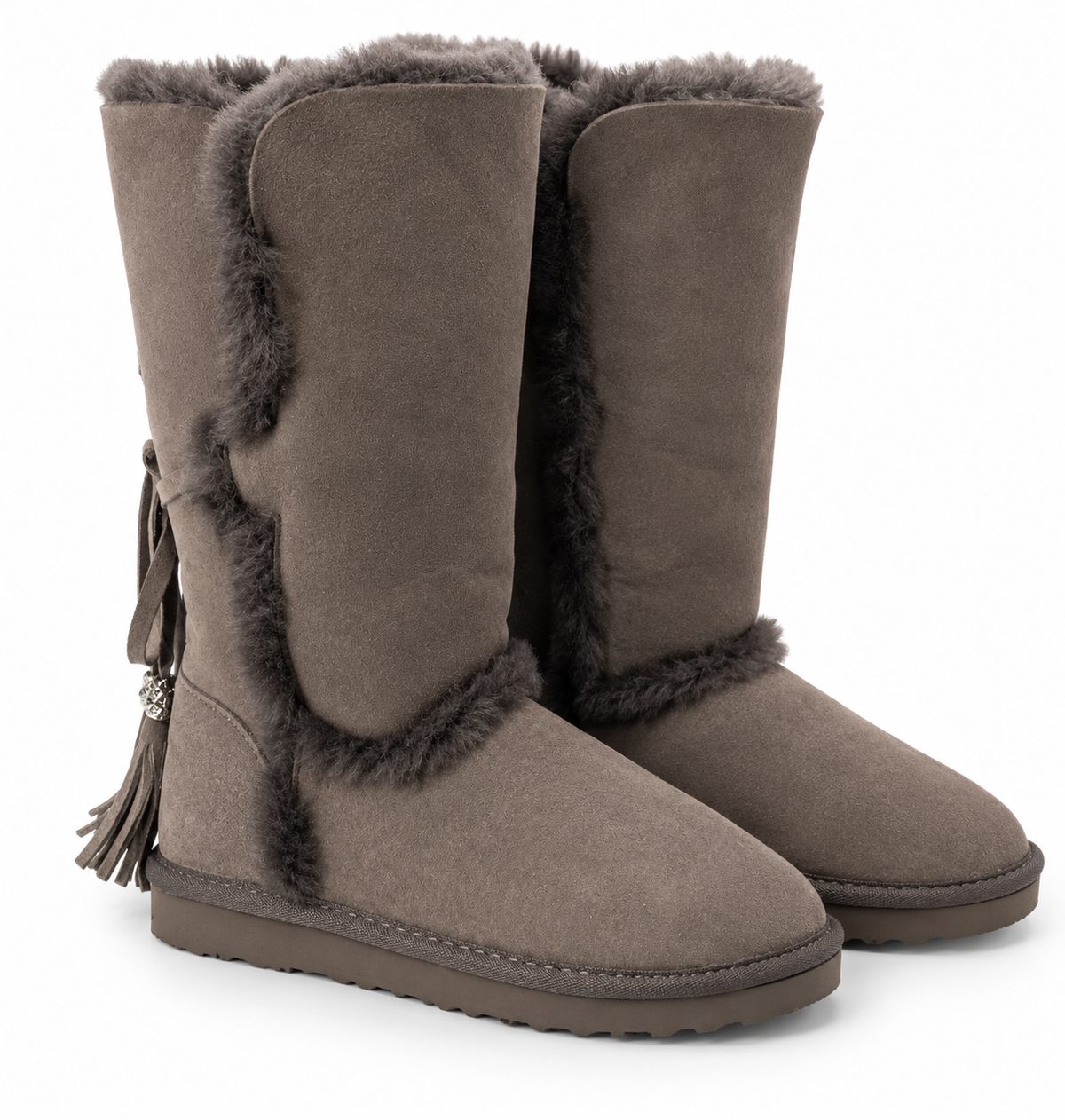 Australian Leather Ugg Long Boho Tassel Tie Sheep Skin - Chocolate - AU7
