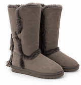 Australian Leather Ugg Long Boho Tassel Tie Sheep Skin - Chocolate - AU7