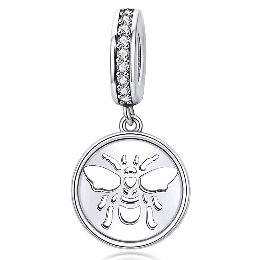 Solid 925 Sterling Silver Bee Animal Stamp Pandora Inspired Charm
