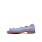 Colorblock Peep Toe Knit Flats - Blue
