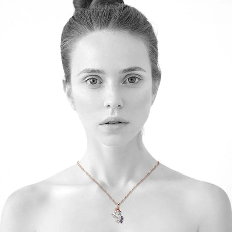 Krystal Couture Rose Gold Chain with Rainbow Unicorn Embellished with SWAROVSKI Crystals