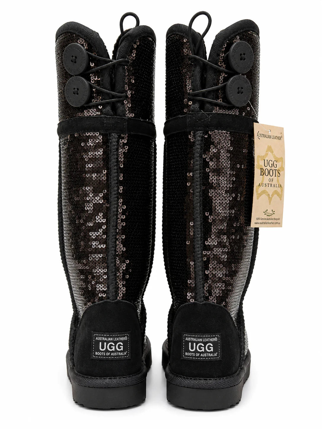 Australian Leather Ugg Long Sequin Black - AU4