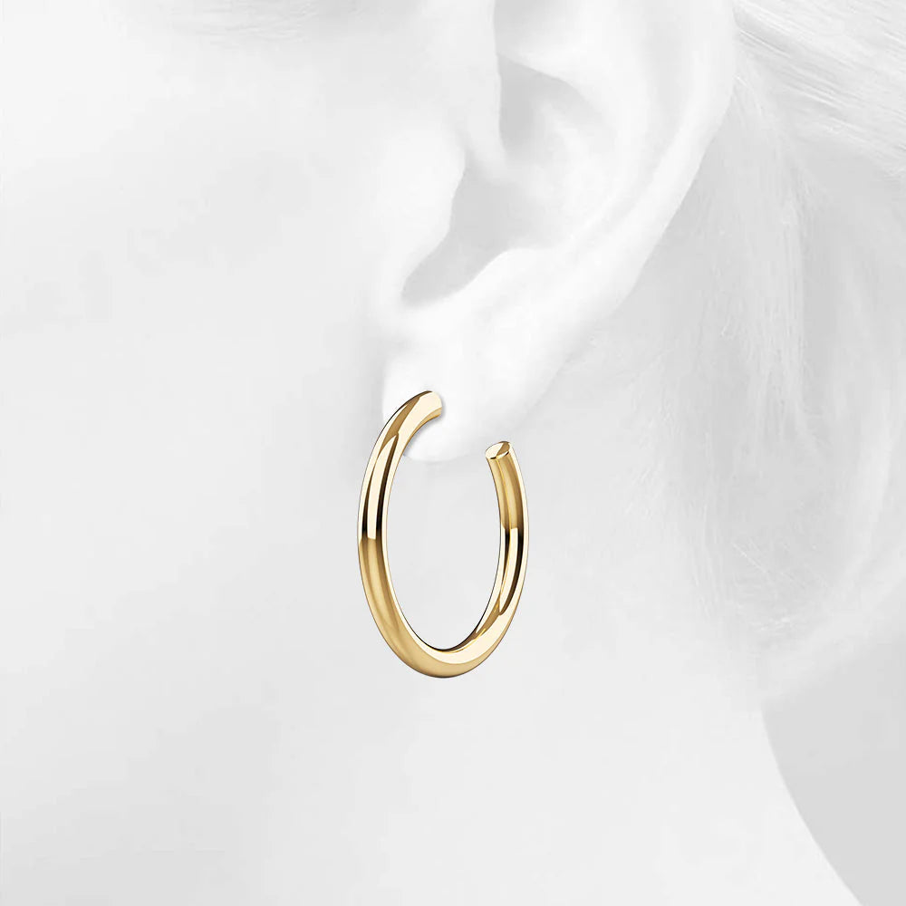 Bullion Gold Creole C-Hoop Gold Layered Earrings