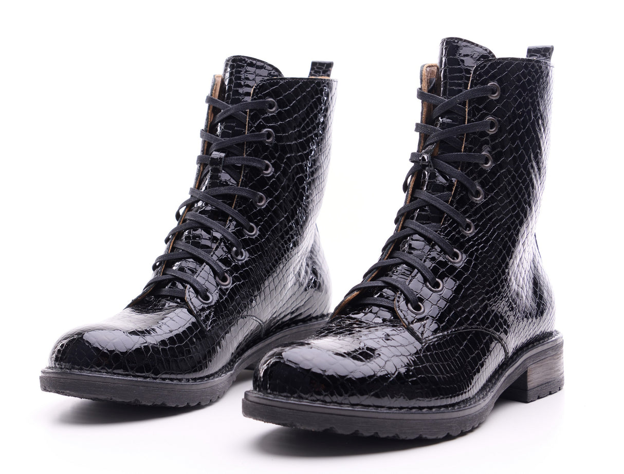 Bosccolo Womens Boots - Black Crocodile