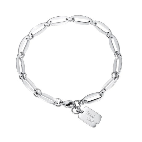 Bullion Gold Good Luck Chain Bracelet in White Gold Layered Steel Jewellery