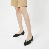 Pointed Toe Knit Ballet Flats - Black