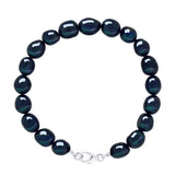 Manufacture Royale Bracelet Baroque Baroque Freshwater Pearl Black Sterling Silver 8-9mm 18cm