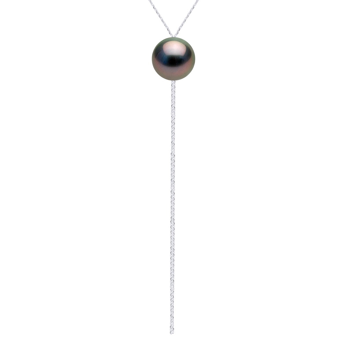 Necklace "Tie"- Real Cultured Tahiti Pearl Round 12-13 mm - Longueur 42 cm