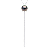 Necklace "Tie"- Real Cultured Tahiti Pearl Round 12-13 mm - Longueur 42 cm