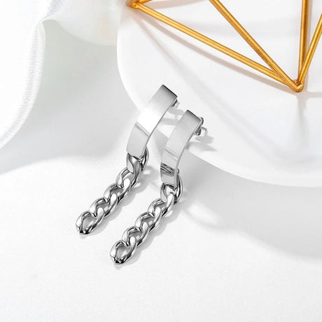Bullion Gold Royal Chain Stud Earrings in White Gold