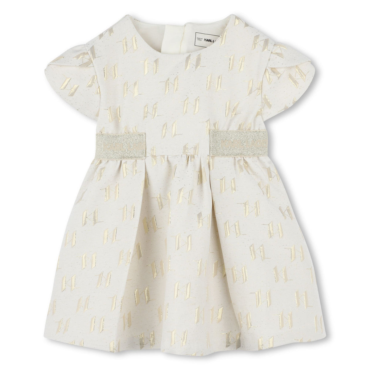 Karl Lagerfeld Girls Formal Jacquard Dress - Beige