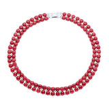 Necklace 2 Rows of Real Freshwater Pearls 4 mm - - Cherry - Longueur 42 cm