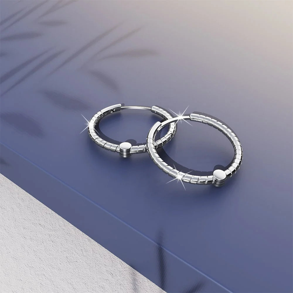 Solid 925 Sterling Silver Helical Huggie Earrings in Silver
