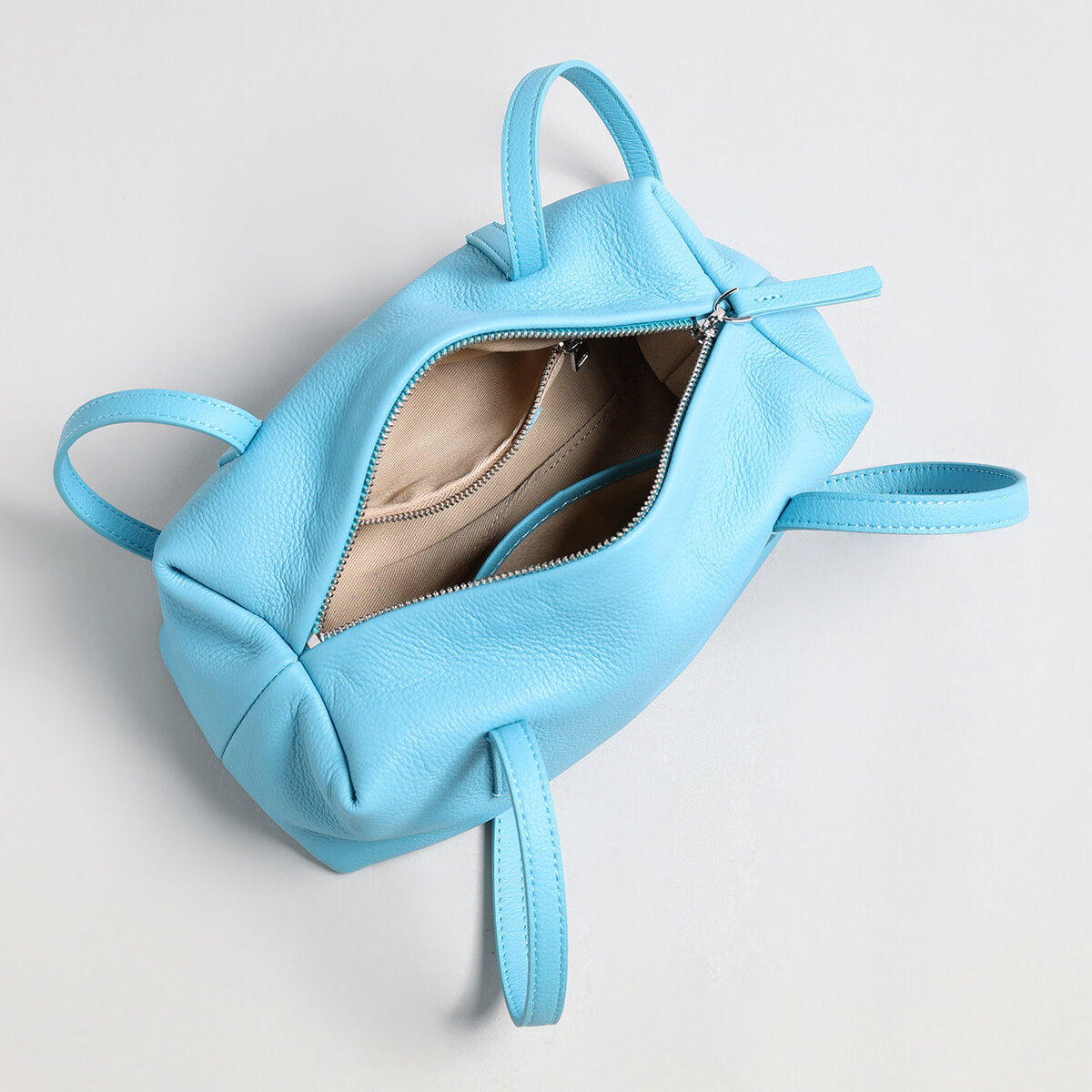 Soft Pebbled Leather Rectangular Shoulder Bag - Blue