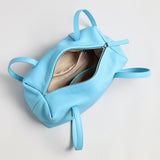 Soft Pebbled Leather Rectangular Shoulder Bag - Blue