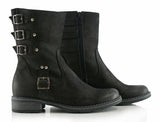 Bosccolo Womens Boots With Buckles - Black Nubuk