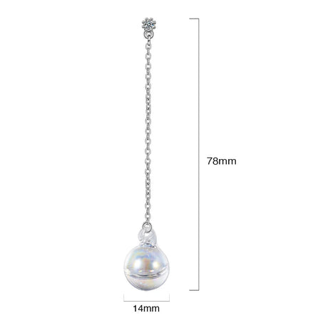 Sphere Rainbow Glass White Gold Layered Dangle Earrings