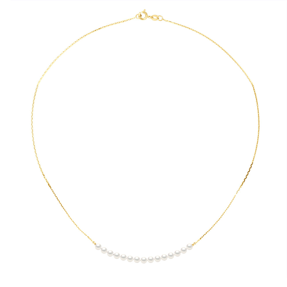 Necklace Curb Chain "Pearls" - Natural Pearl White - Longueur 18 cm