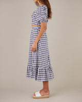 Amelius Mallee Linen Gingham Crop Top - Navy Check