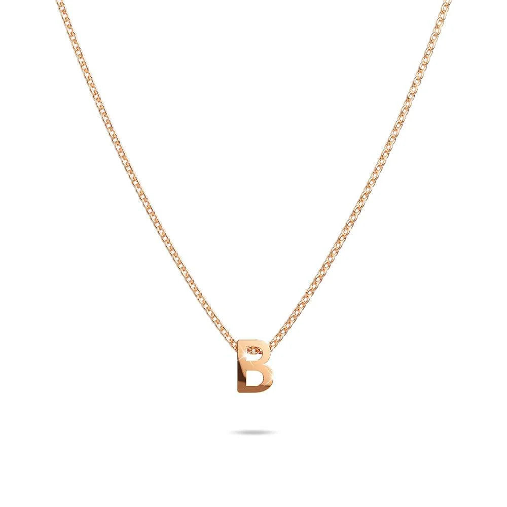 Bullion Gold Initials Brick Alphabet Letter Necklace Rose Gold Layered Steel Jewellery