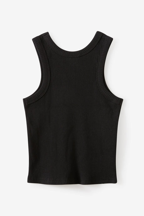 Cotton On Kids Girls Fitted Essential Tank - Black Rib