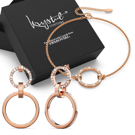 Boxed Orbit of Radiance Earrings & Beauty Bracelet Set with SWAROVSKI® Crystal in Rose Gold