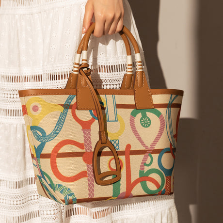 Colorful Abstract Top Handle Bag - Rainbow