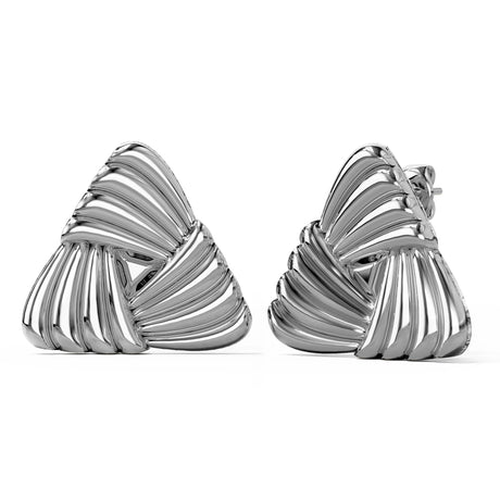 Bullion Gold Ridged Triangle White Gold layered Stud Earrings