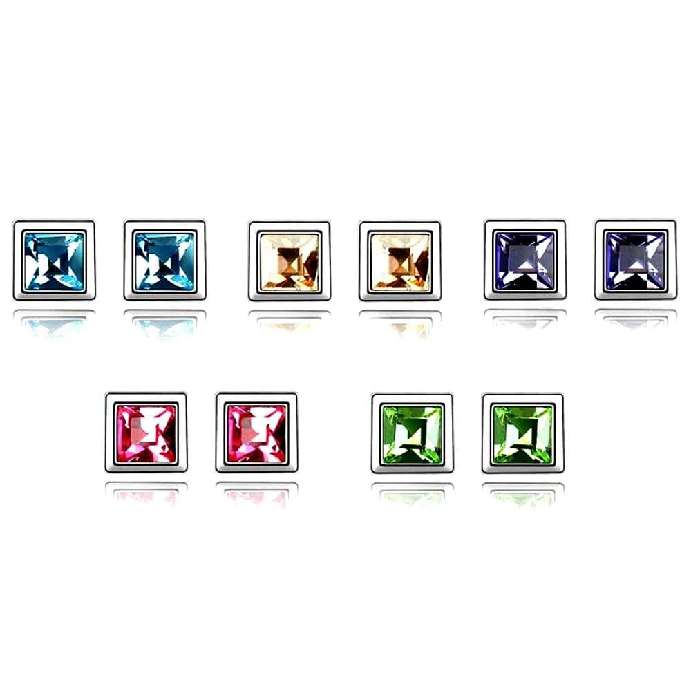 Boxed 5 Pairs Multi-Colour Stud Set Embellished with SWAROVSKI® crystals