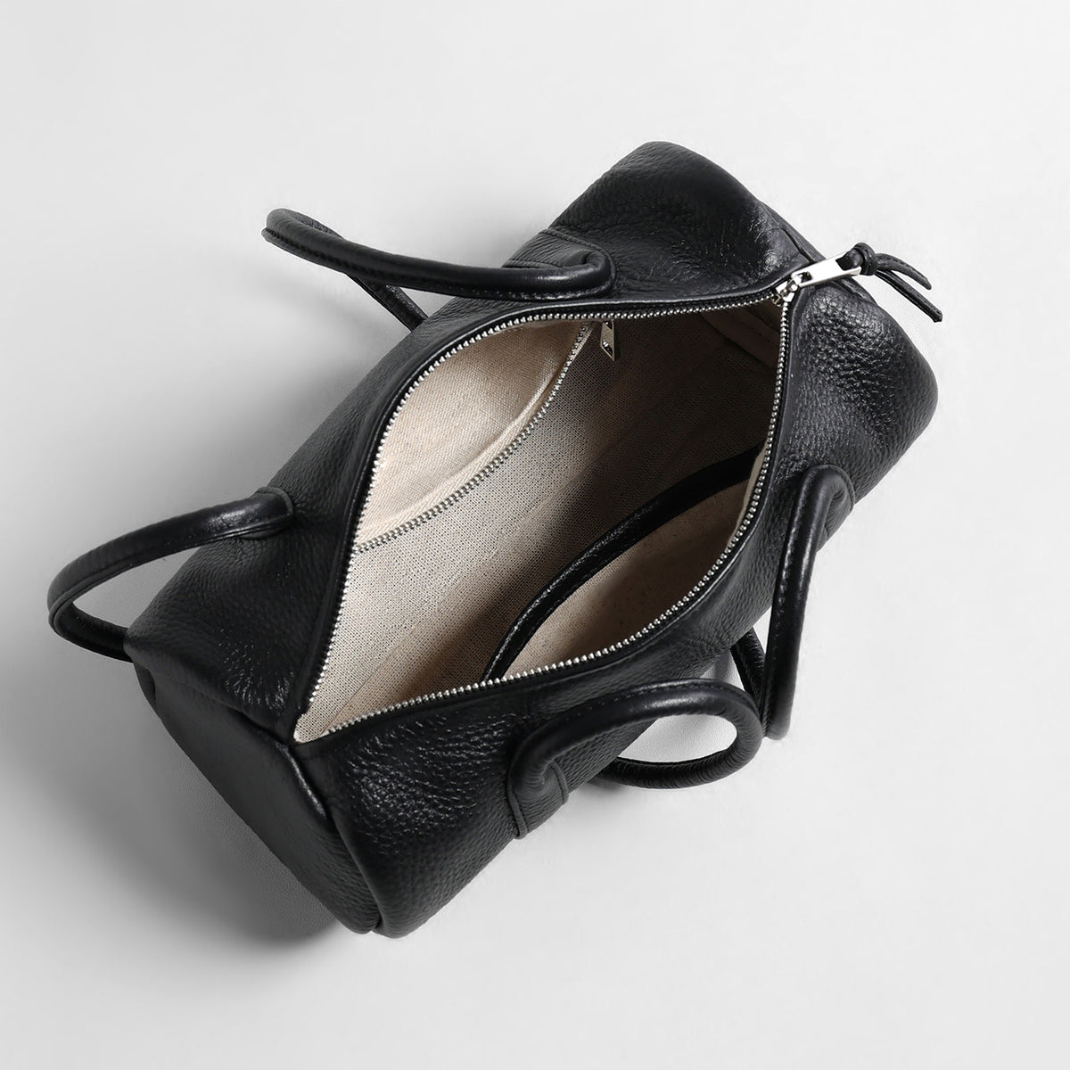 Leather Cylinder Crossbody Bag – Lychee Grain Shoulder Bag