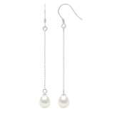 Drop Drop Earrings Freshwater Pearl White Sterling Silver 7-8mm