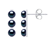 Earrings Talisman 3 Pearl Freshwater Pearl Black Sterling Silver