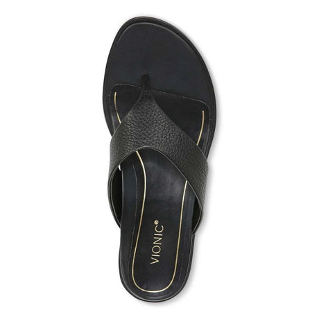 Vionic Agave Toe Post Sandal - Black Leather