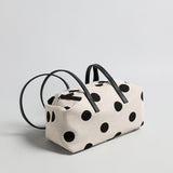 Polka Dot Canvas Barrel Bag - Ivory