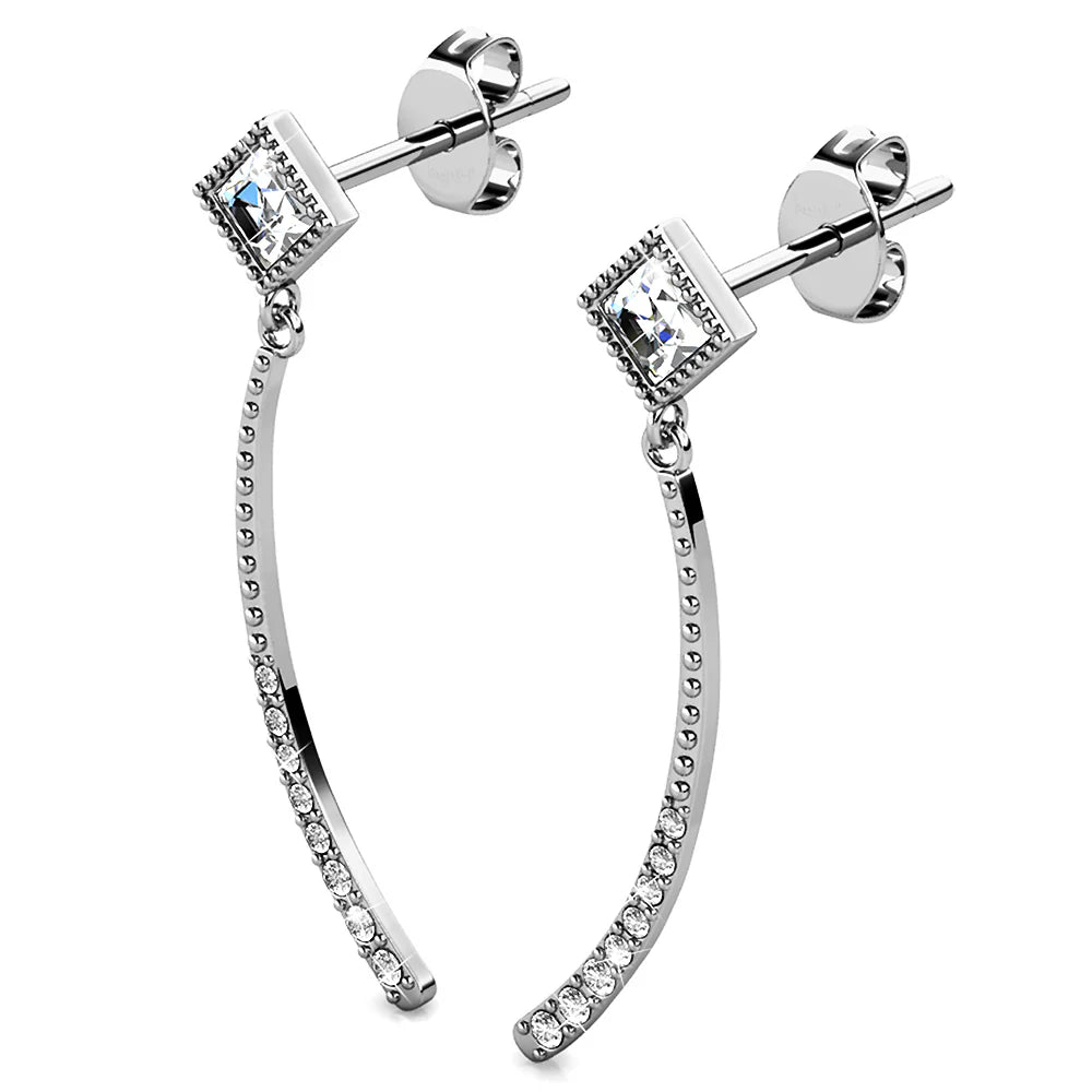 Krystal Couture Elegant White Gold Stud Earrings Embellished with SWAROVSKI Crystals
