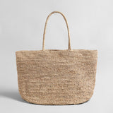 Hand-Woven Natural Straw Beach Tote - Natural