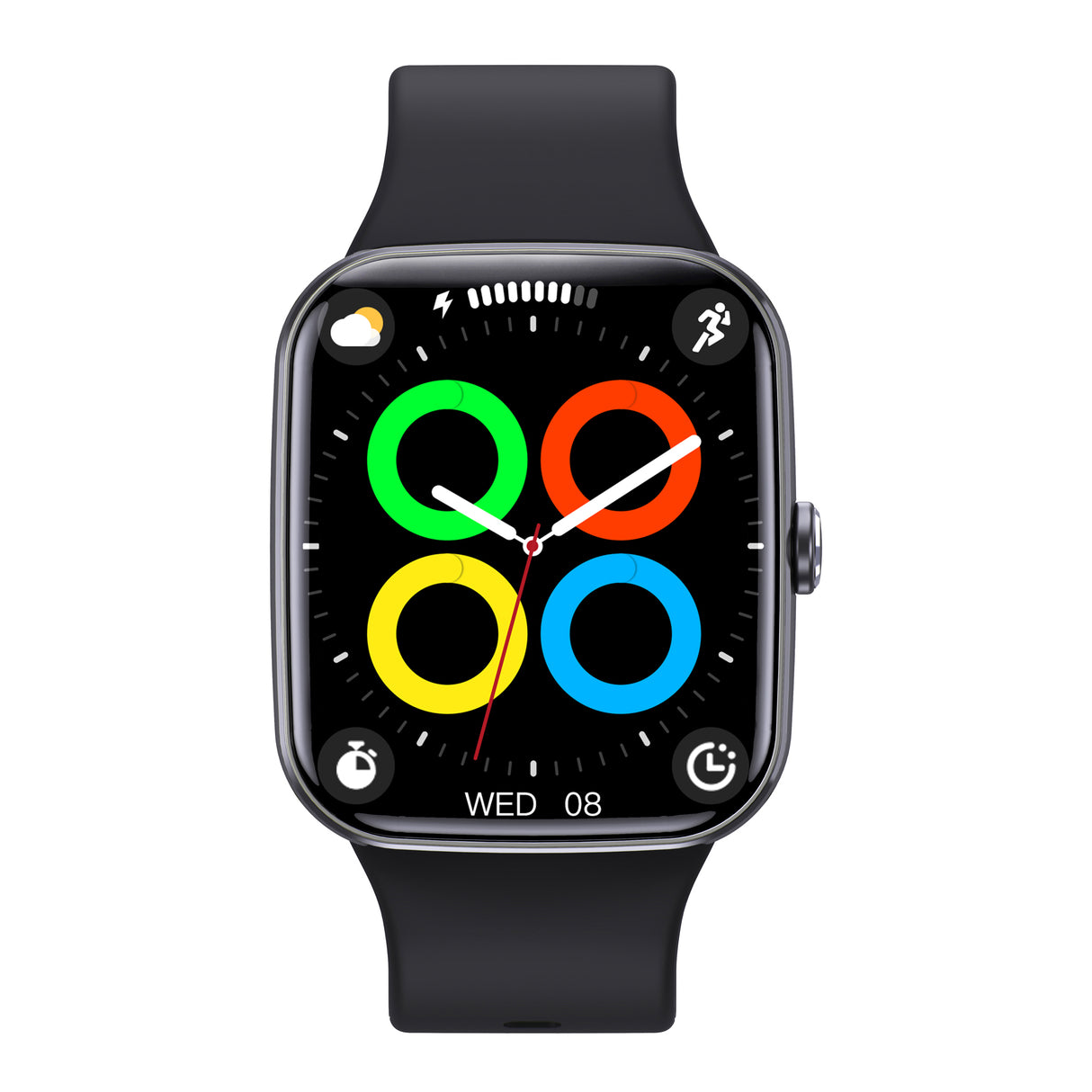Bluetooth Smart Watch 1.96" TFT Touch Screen Temperature Heart Rate Blood Pressure BT 5.0 - Black