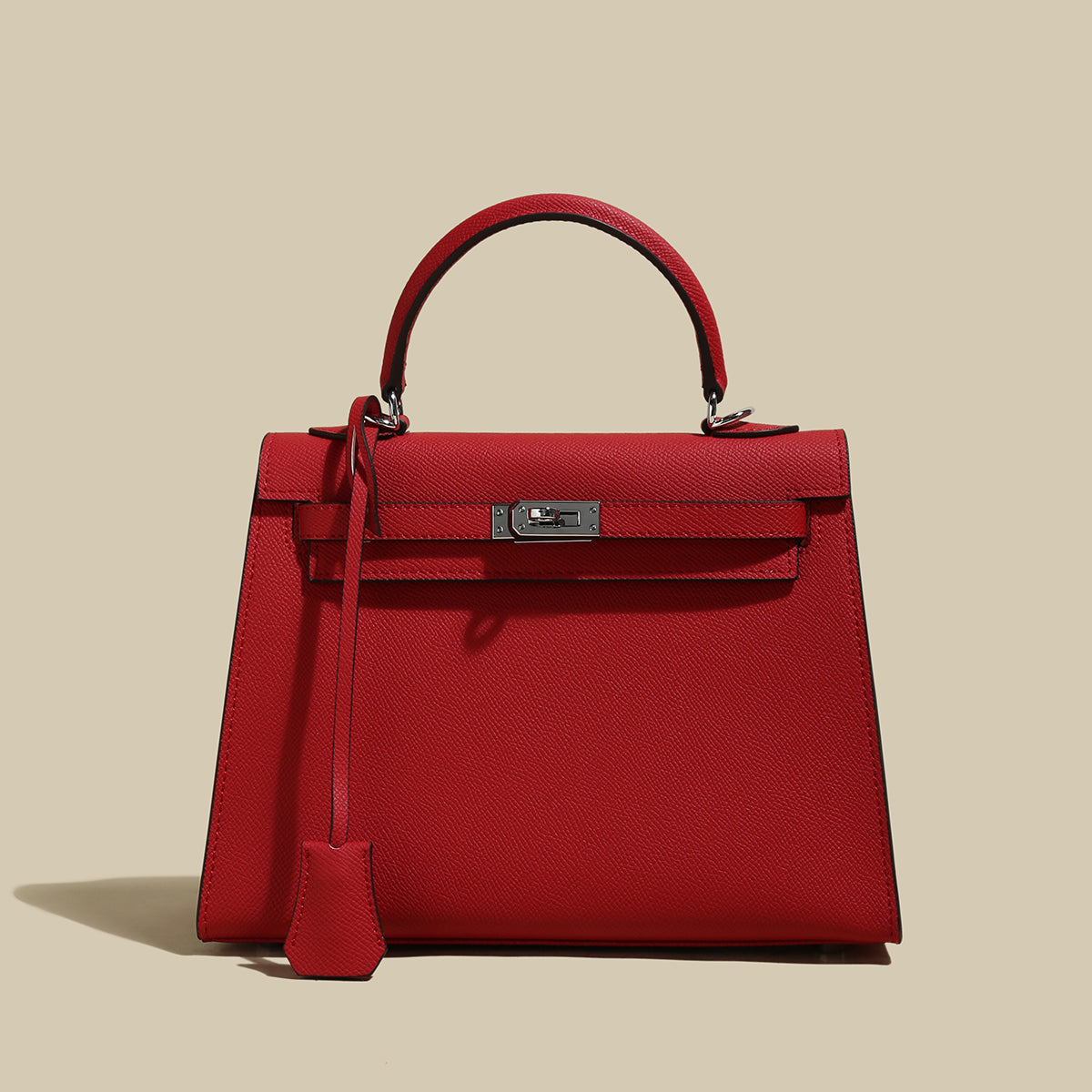 Classic Structured Leather Top-Handle Bag - Silver