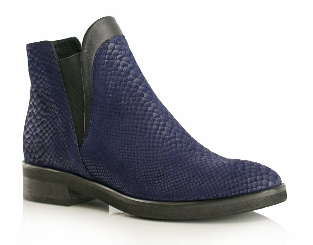 Bosccolo Womens Ankle Boots Aligator - Navy Blue Aligator