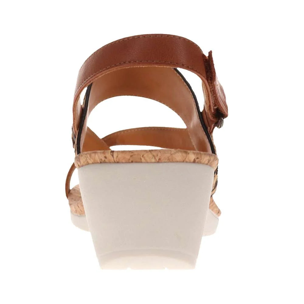 Revere Honolulu Back Strap Wedge - Cognac/Leopard