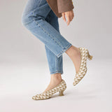 French Chic Geometric Low Heels - Cream