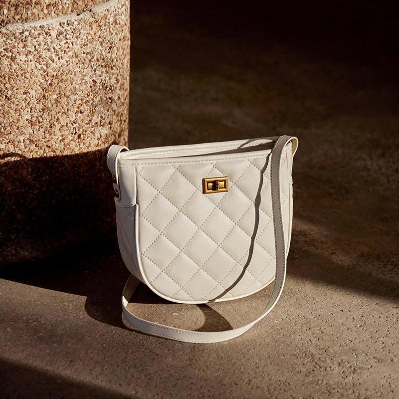 Nalandu Vault Quilted Leather Crossbody Shoulder Bag - White