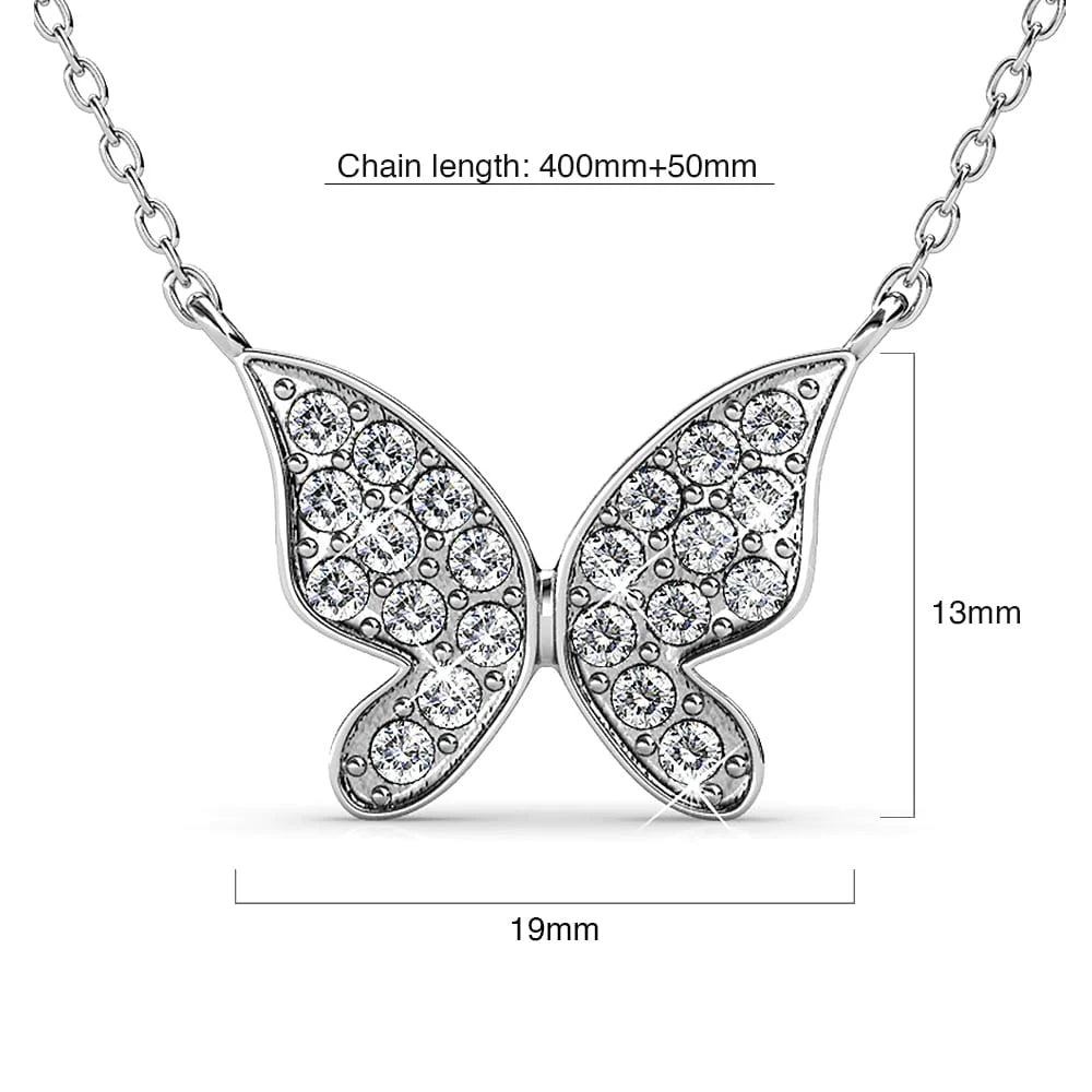 Krystal Couture White Gold Sweet Butterfly Pendant Necklace Embellished with Crystals from SWAROVSKI