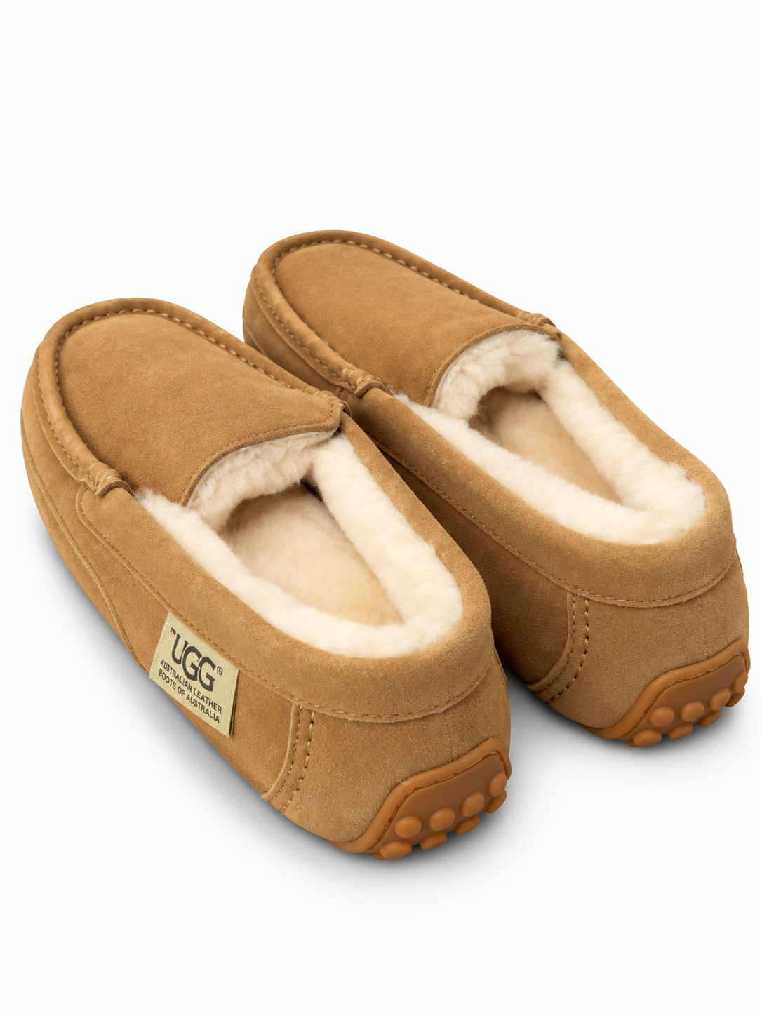 Australian Leather Ugg Classic Moccasin Slippers - Chestnut - AU6