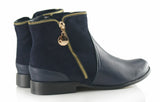 Bosccolo Womens Boots With Zipper - Navy Blue/Suede