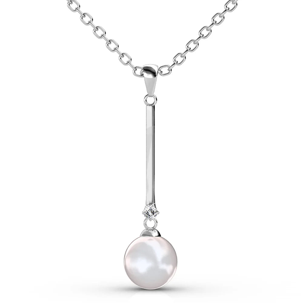 Krystal Couture Magnificent Pearl Drop Necklace Embellished with Swarovski Crystals
