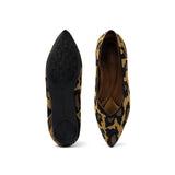 Leopard Print Pointed Toe Work Shoes - Tan