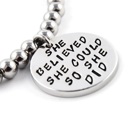 Bullion Gold She Believed She Could Inscriptions White Gold Layered Bracelet